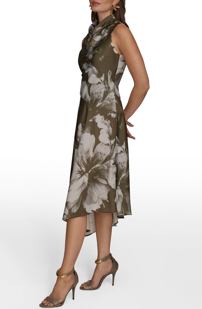 Donna Karan - Floral Print Asymmetric Midi Dress - 4P (Small to Medium)