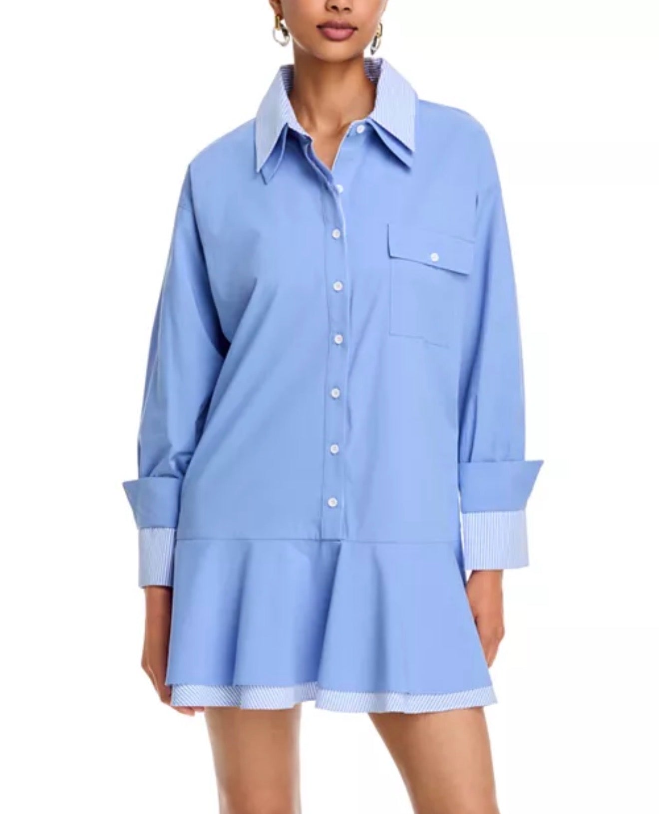 AQUA - Double Layer Mini Shirt Dress - Medium