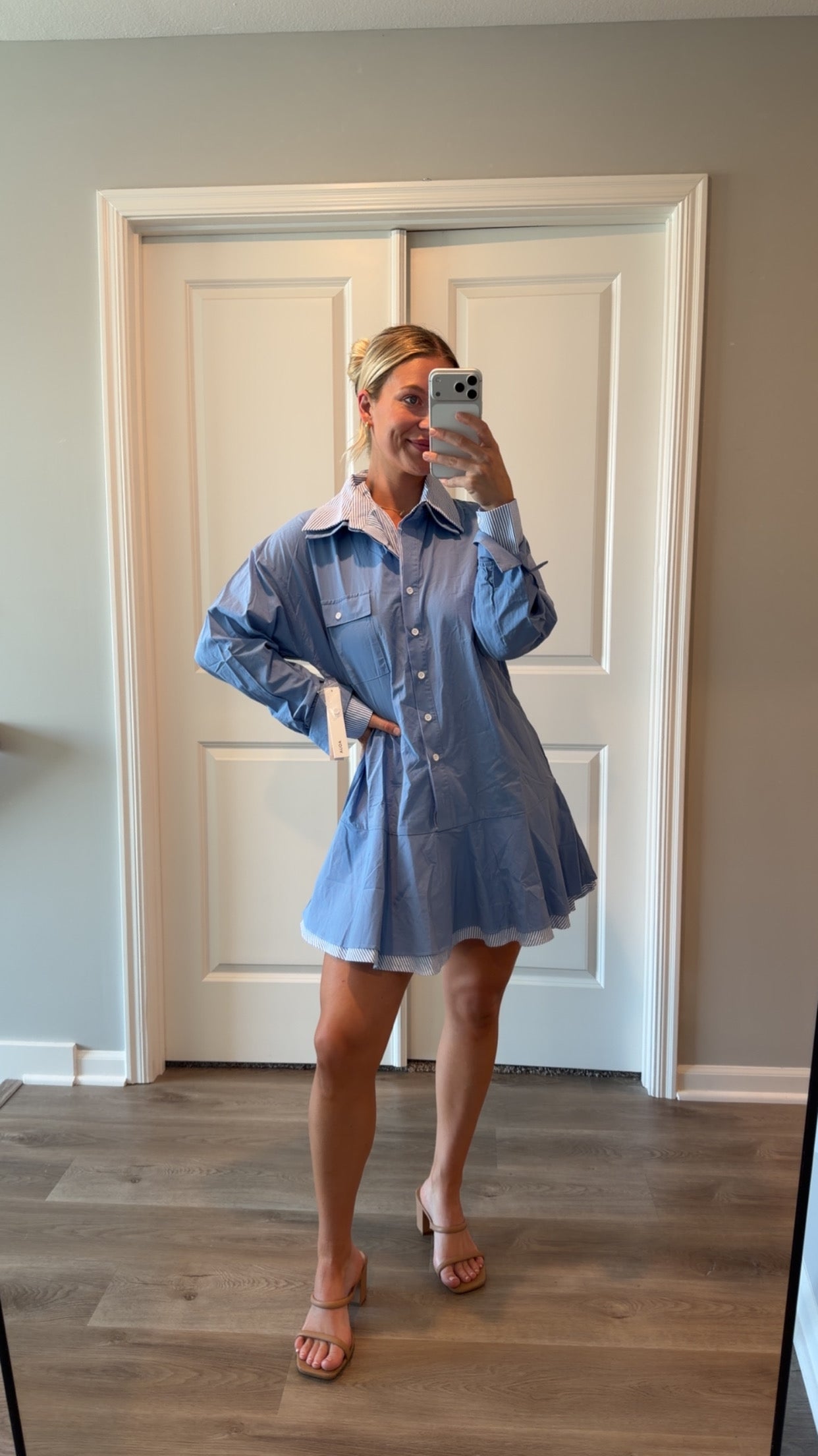 AQUA - Double Layer Mini Shirt Dress - Medium
