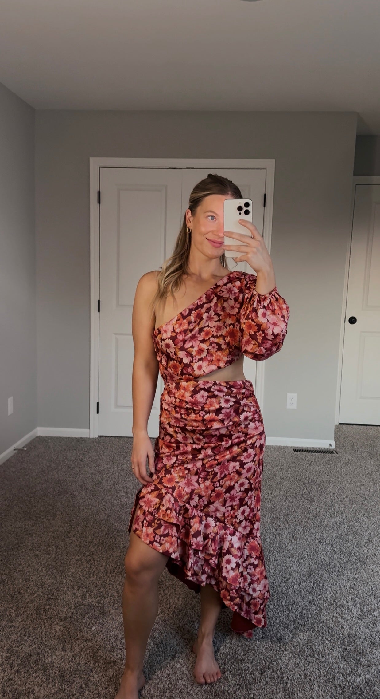 Vici - Right Moment One-Shoulder Cutout Asymmetric Midi Dress - Large