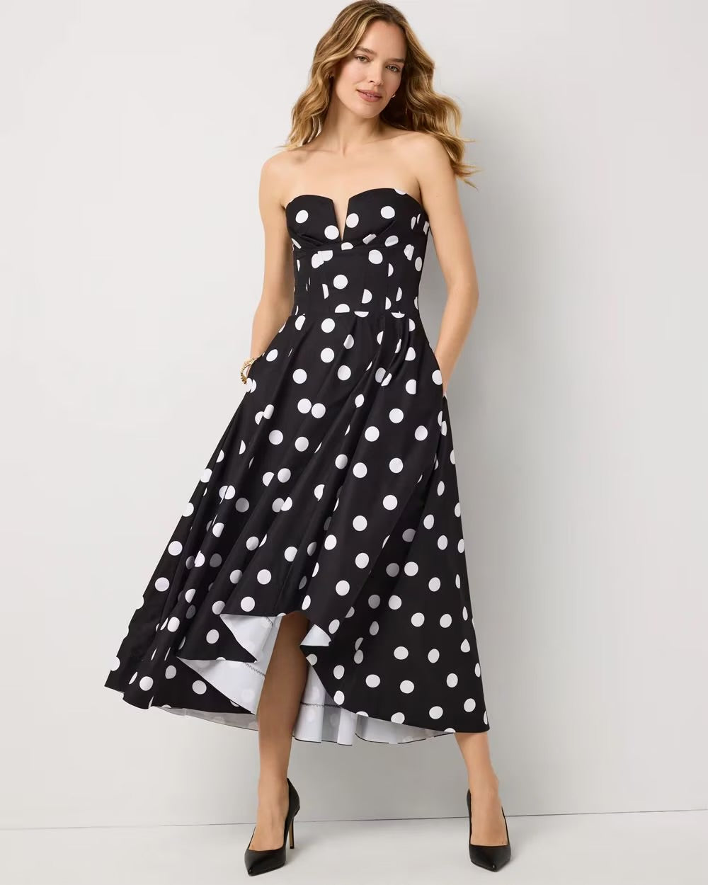 WHBM - Strapless Fit + Flare Midi Dress - Medium