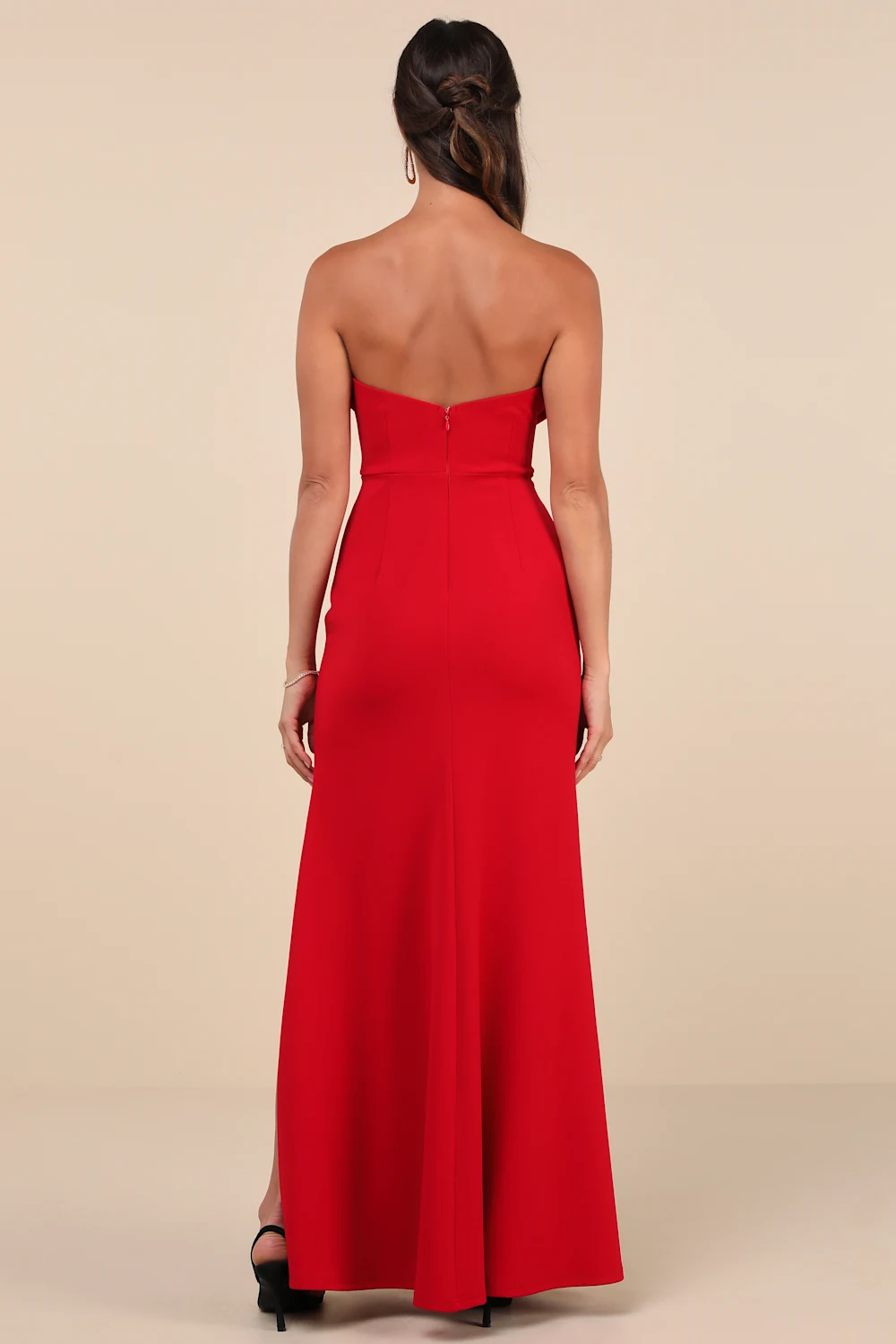 Lulus - Spellbinding Allure Red Bustier Strapless Mermaid Maxi Dress - Medium