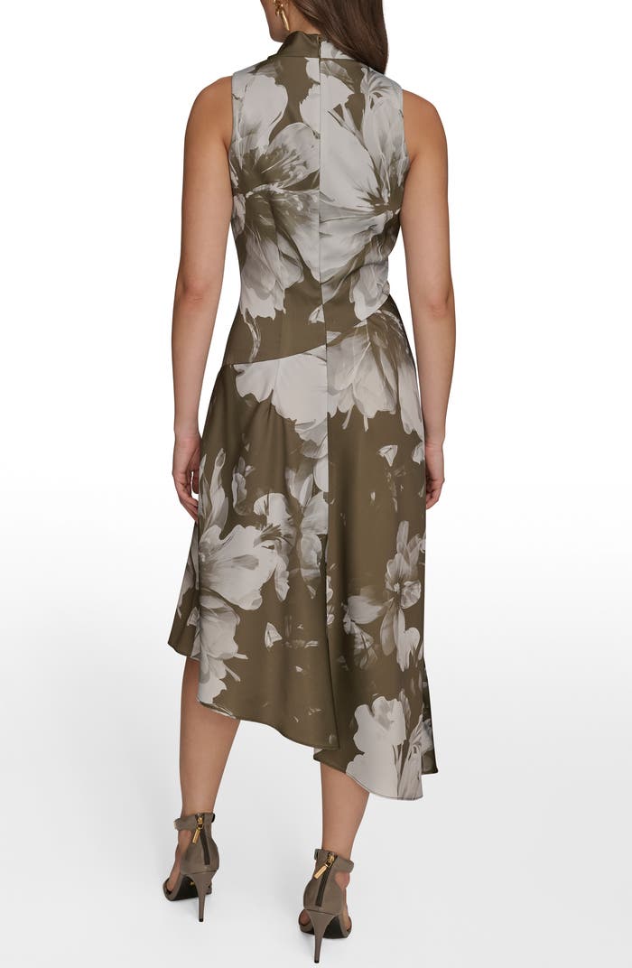 Donna Karan - Floral Print Asymmetric Midi Dress - 4P (Small to Medium)