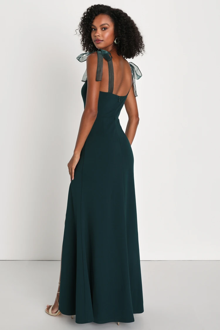 Lulus - Beloved Elegance Emerald Green Tie-Strap Mermaid
Maxi Dress - Large