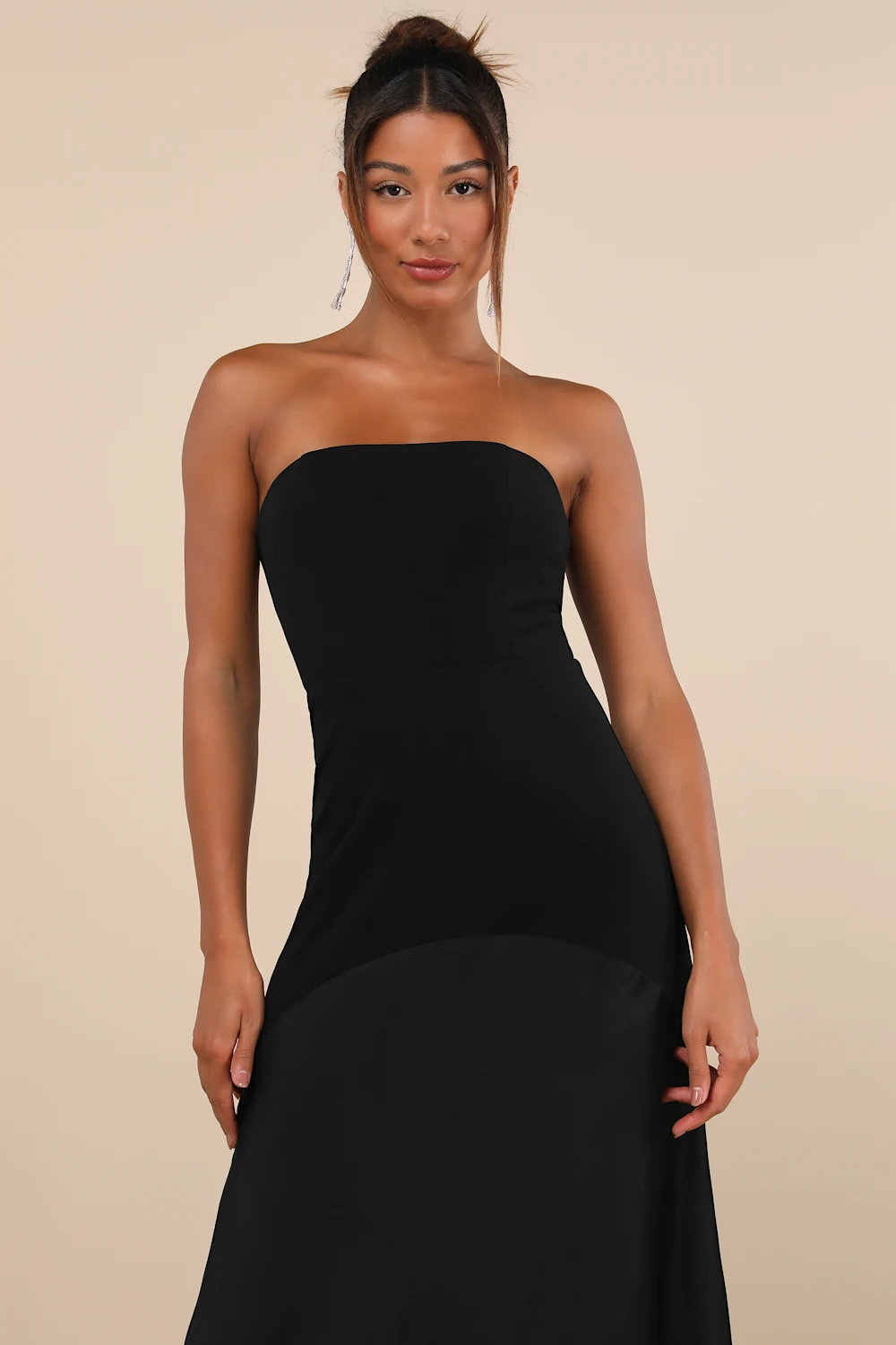 Lulus - Compelling Style Black Strapless A-Line Maxi Dress - XL