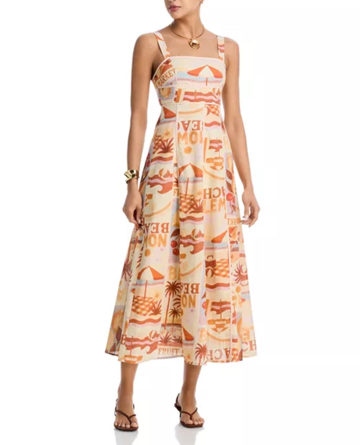 Moon River - Square Neck Midi Dress - Large