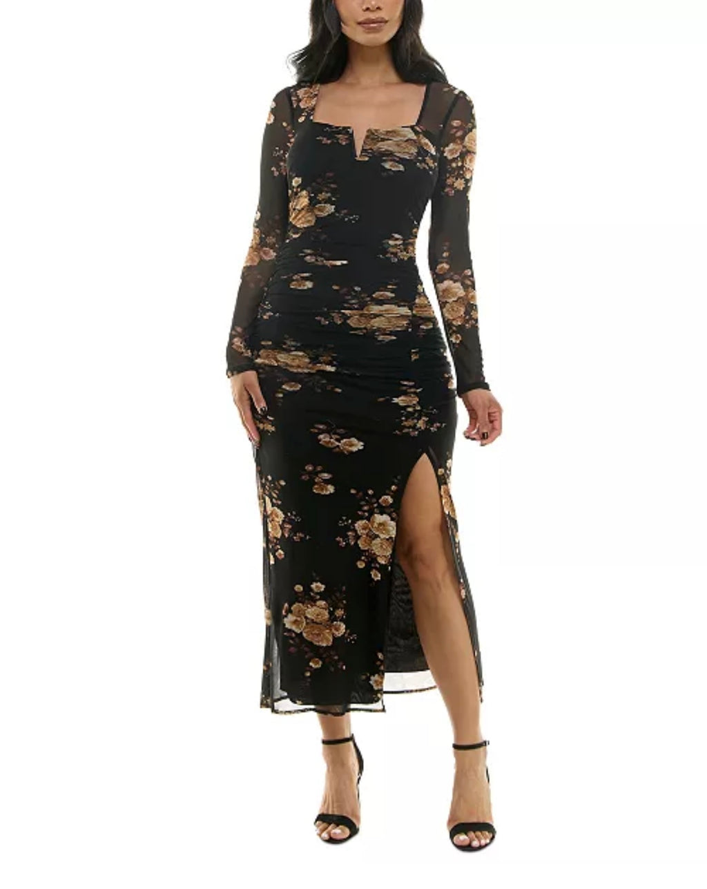 BCX - Floral Print Ruched Bodycon - Medium