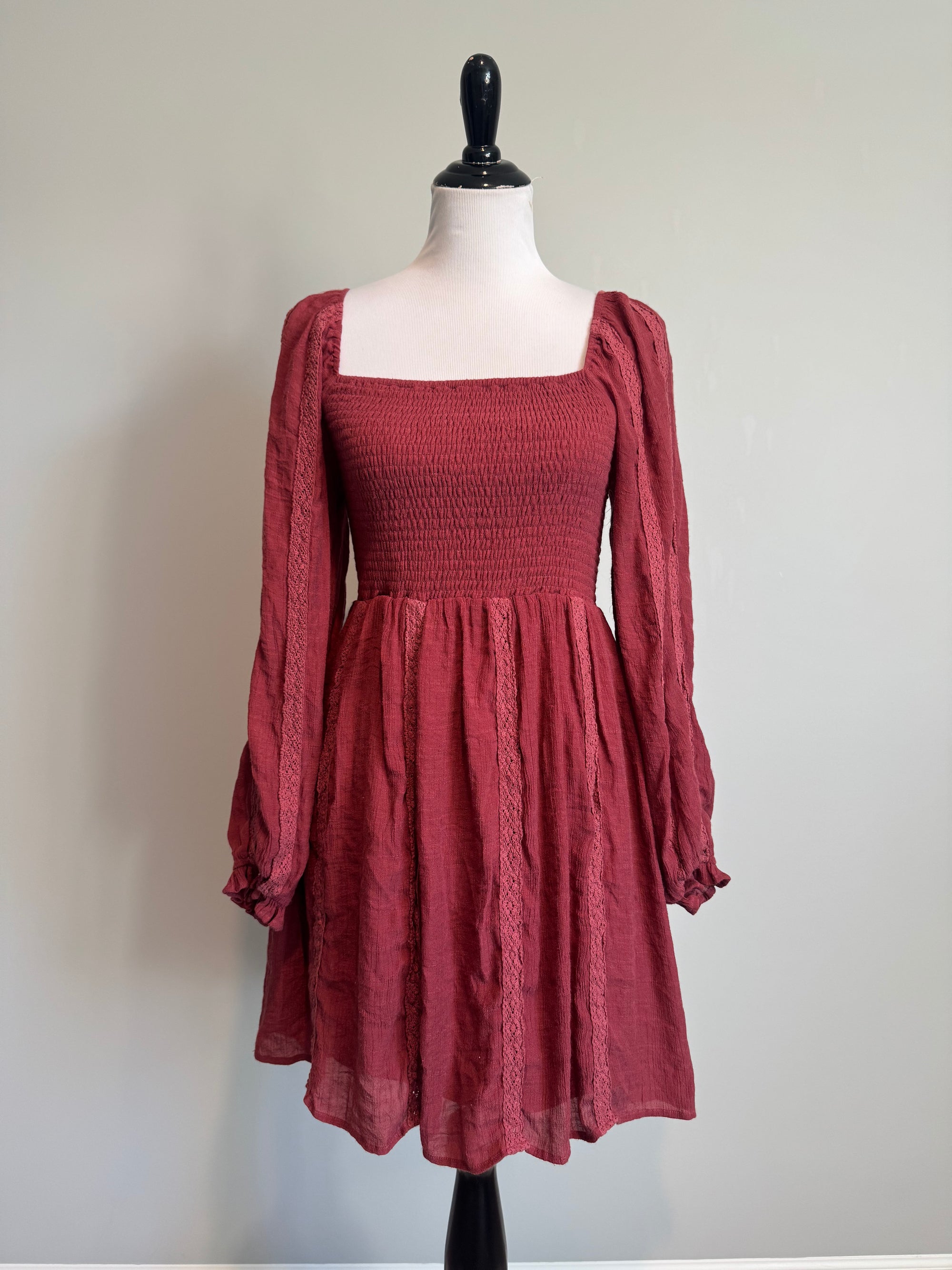 Fashion on Earth - Smocked Linen Mini Dress - Medium