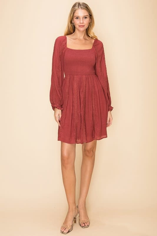 Fashion on Earth - Smocked Linen Mini Dress - Medium