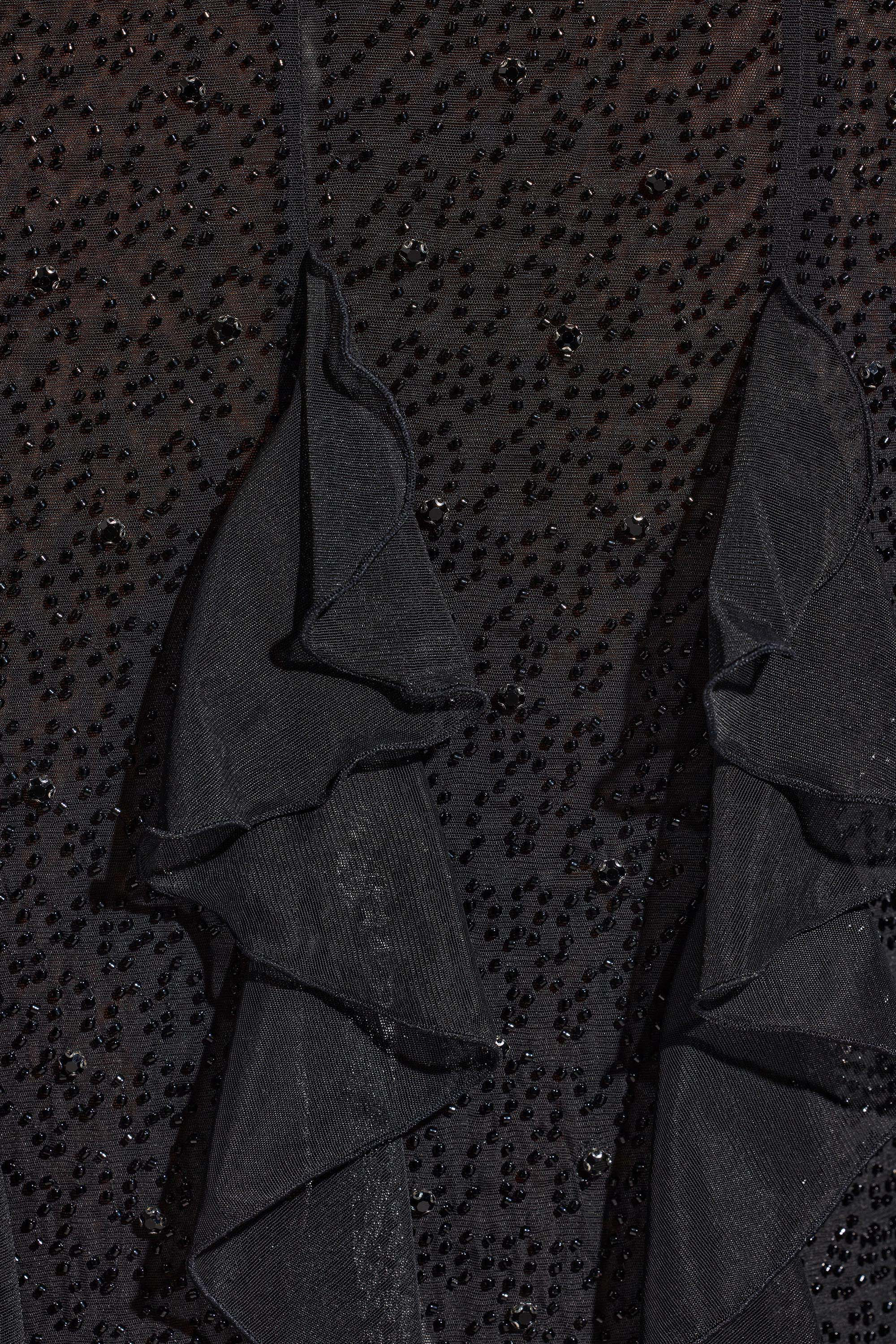 Oh Polly - Embellished Halter Neck Ruffle Maxi Dress - Small