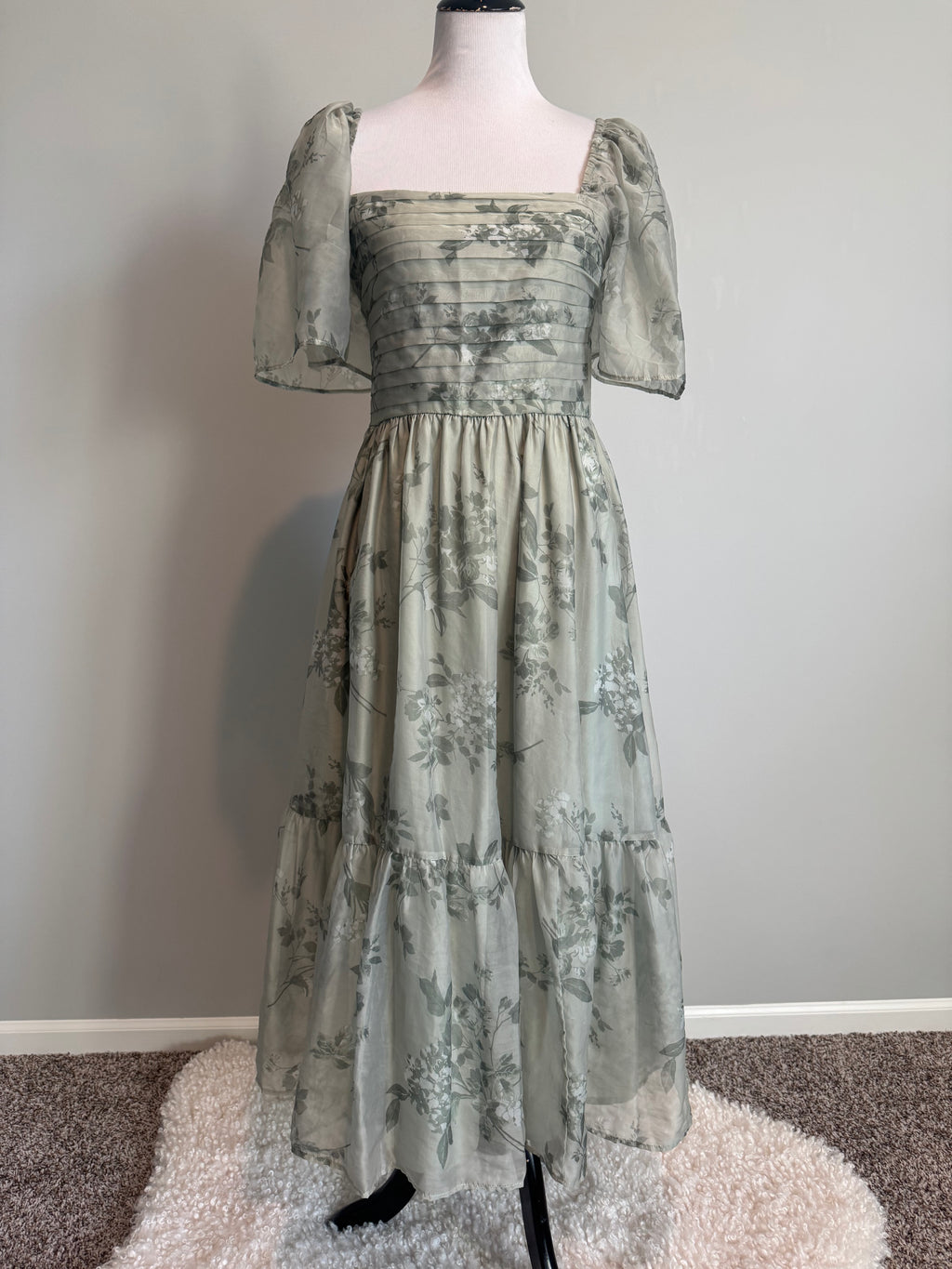 Abercrombie - Emerson Angel Sleeve Midi Green Dress - Small