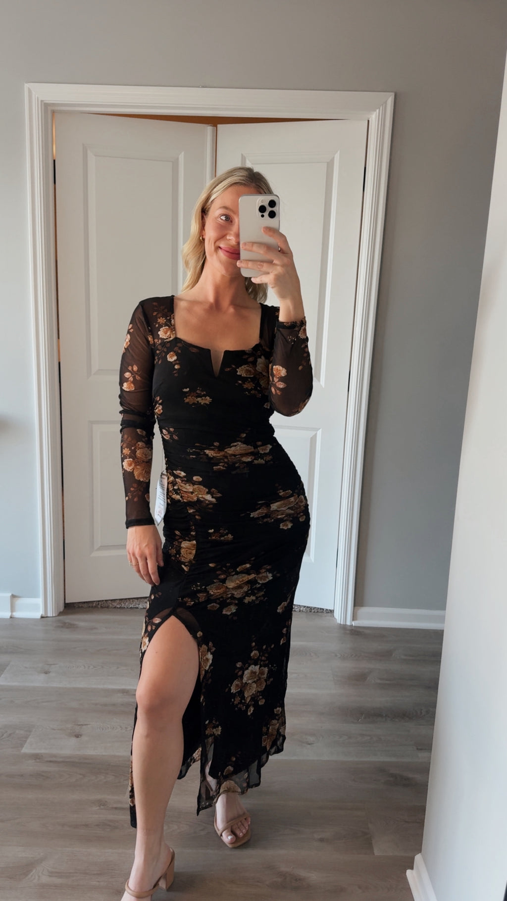 BCX - Floral Print Ruched Bodycon - Medium