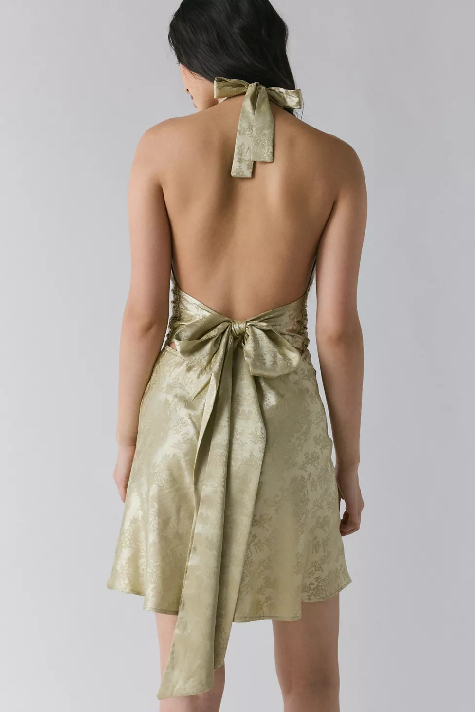 Urban Outfitters - Rare London Floral Satin Plunge Halter Mini Dress - Small