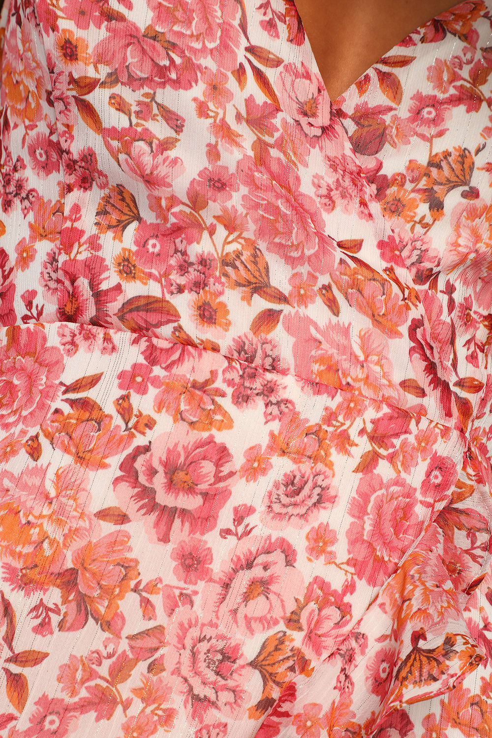 Lulus - Always Enchanting Pink Floral Metallic Ruffled High-Low Dress - Small