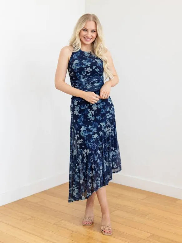 Steve Madden - Women's Laney Floral-Print Asymmetrical-Hem Dress - Medium