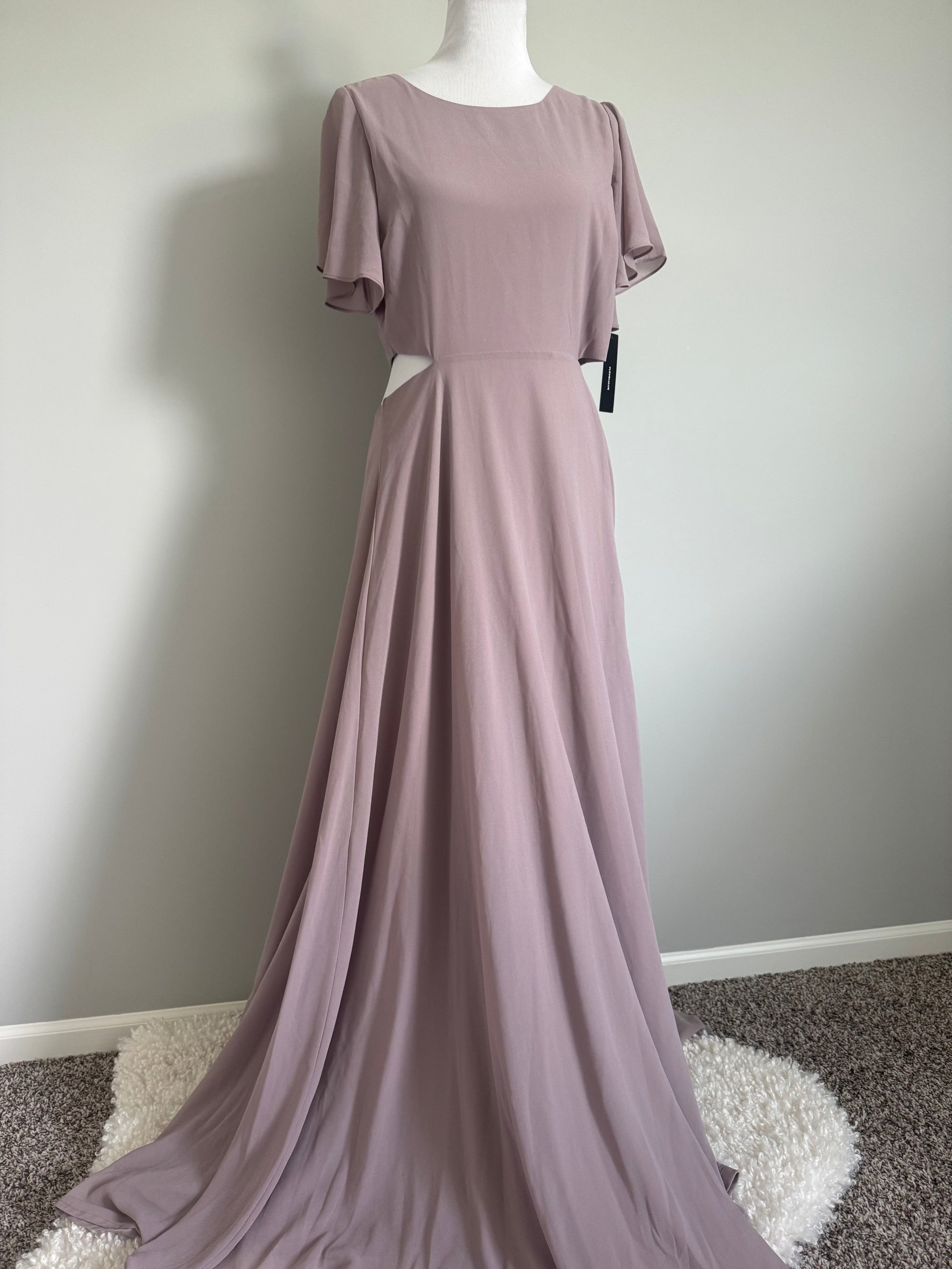 Lulus - Garden Bliss Dusty Lavender Cutout Maxi Dress - Large