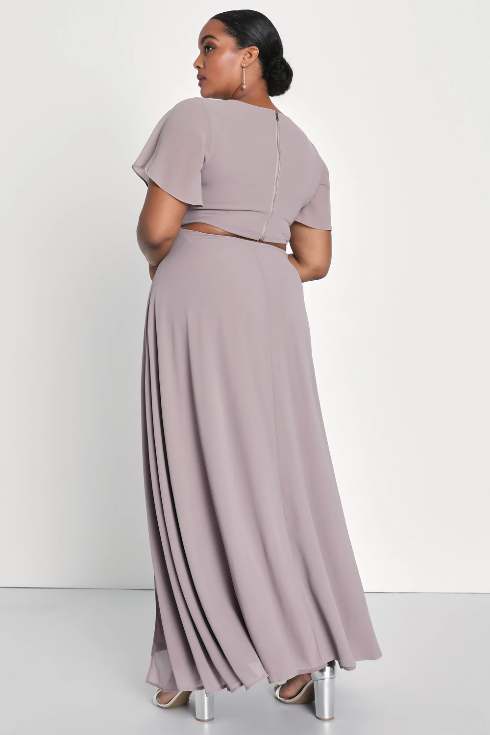 Lulus - Garden Bliss Dusty Lavender Cutout Maxi Dress - Large